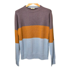 AYR Mens Merino Wool Cotton Blend Pullover Sweater L Colorblock Heritage Classic
